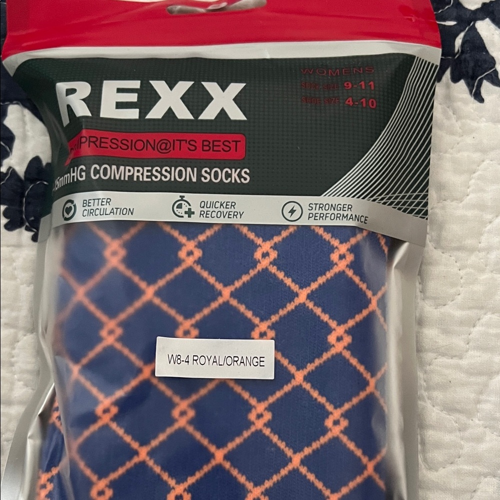 Women's Compression Socks - Royal Blue and Orange